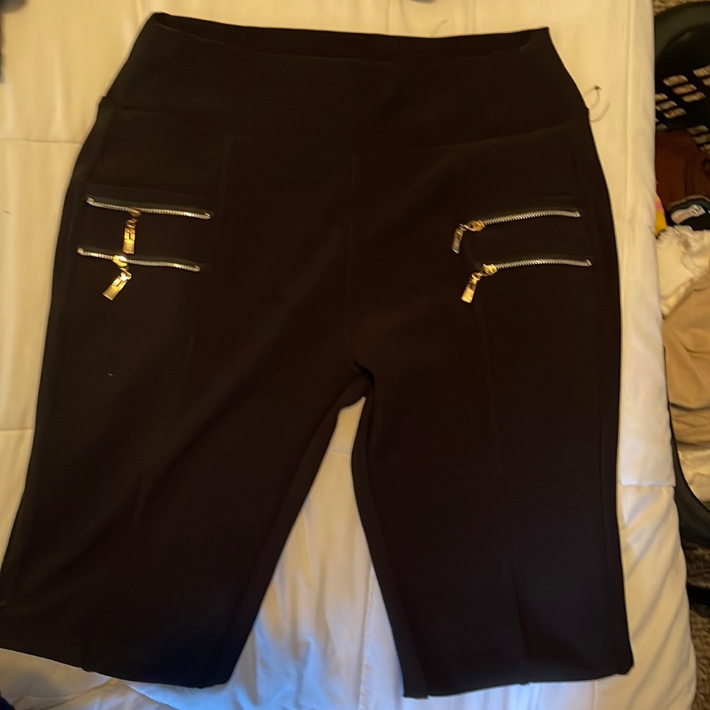 Skinny leg dress pants.